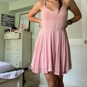 Light pink open back dress
